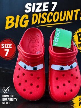 NEW Crocs (SIZE 7) Lightning McQueen Clog Adult Shoe Limited Classic No Lightup